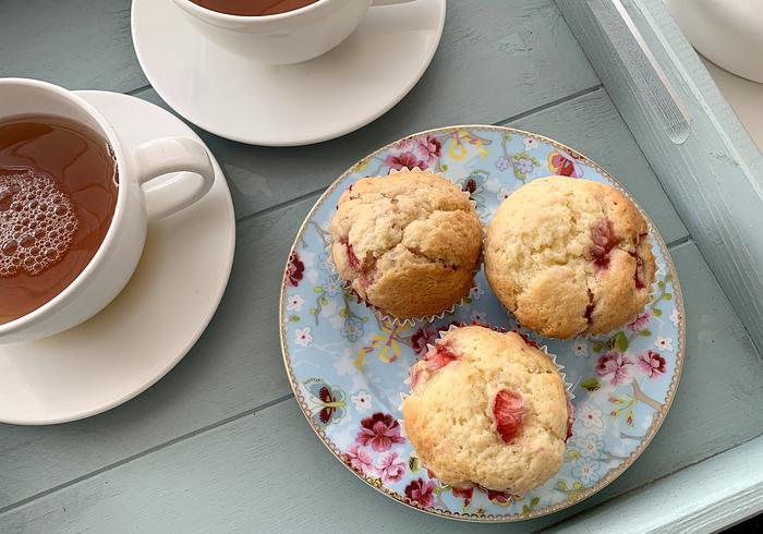 Er zijn aardbeienmuffins
