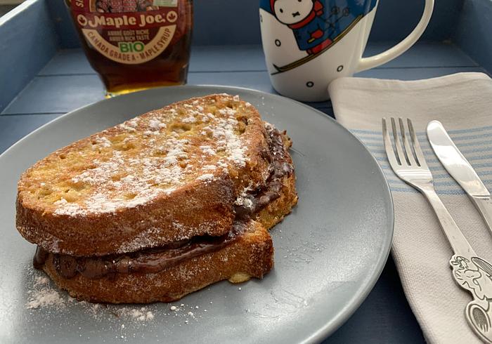 Franse chocolade-banaan toast