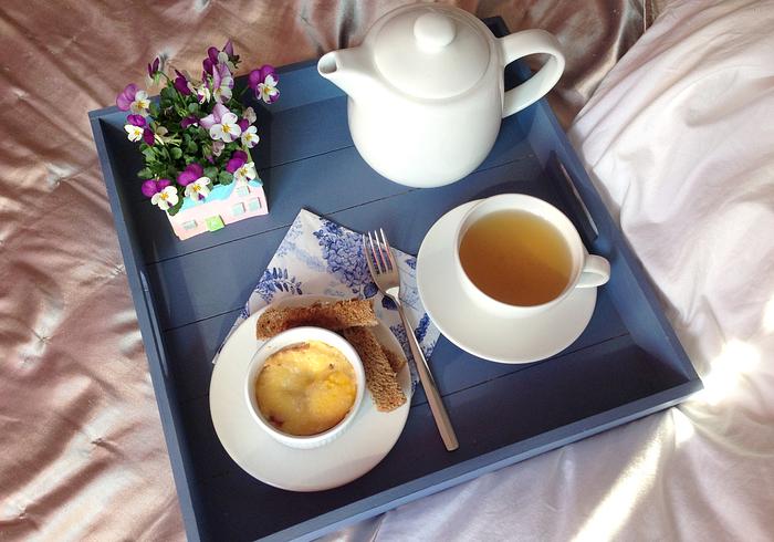 Eipotje op bed