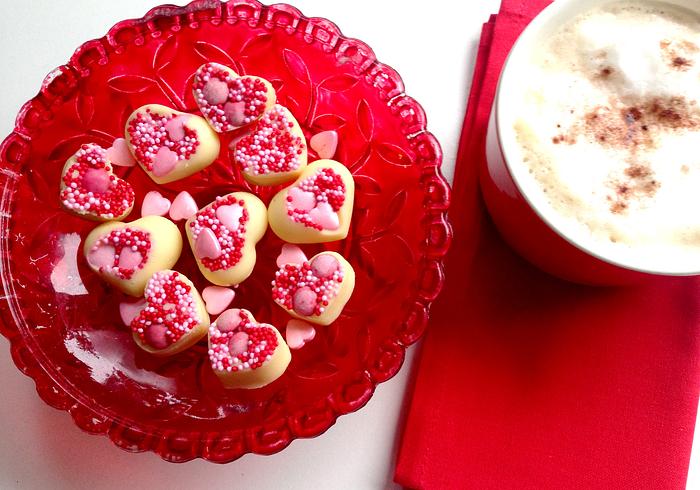 Witte chocolade hartjes